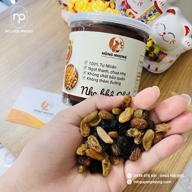 in tem dán nho khô theo kích thước yêu cầu